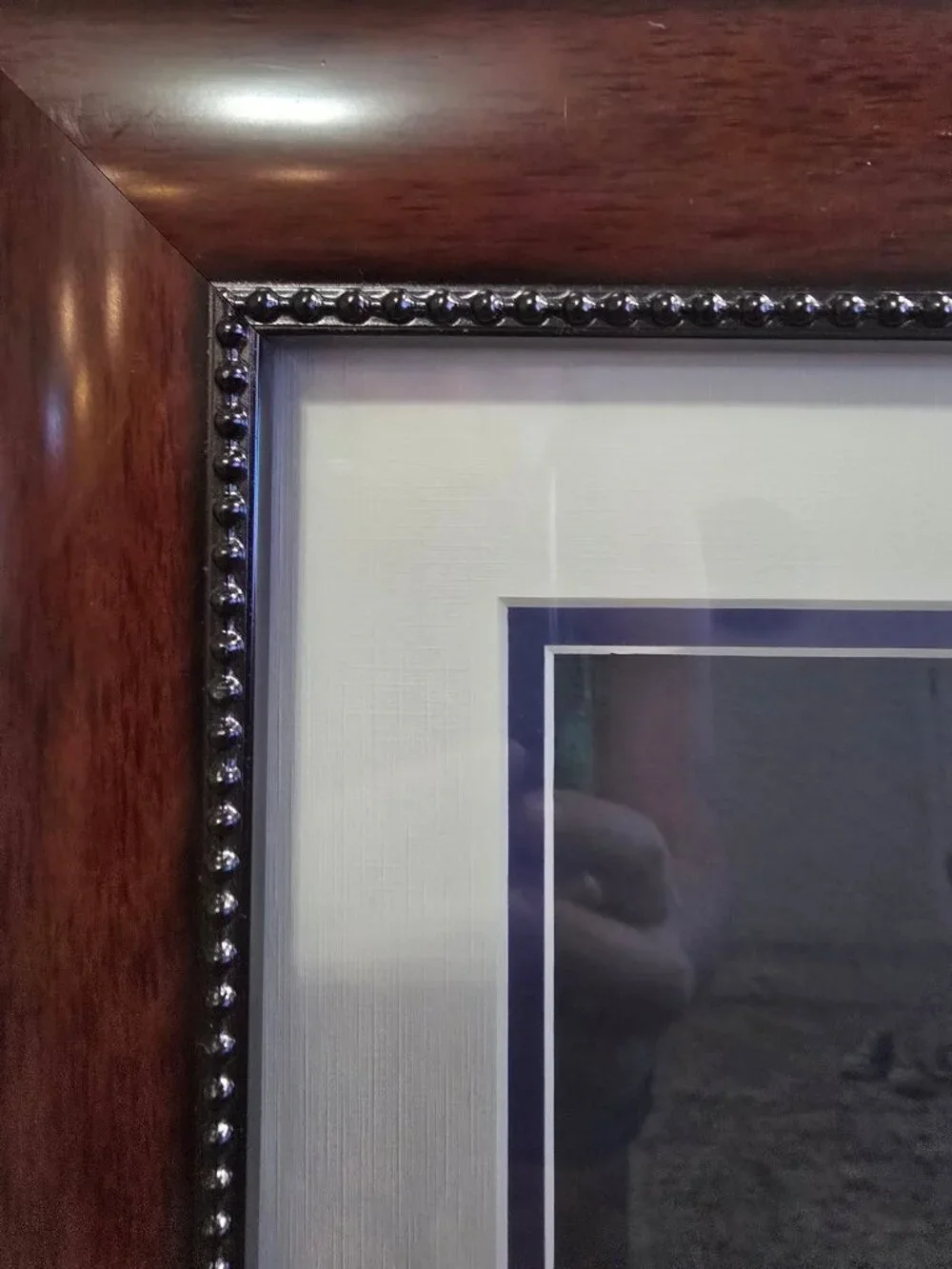 Brown/Black Wooden Frame Beaded Detail Double Mat Tabletop Or Wall Display
